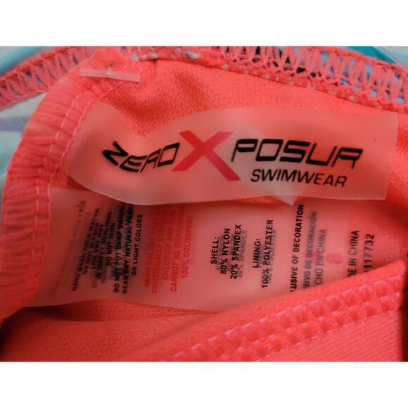 ZeroXposur Tankini Swimsuit Top Coral Teal Navy Stripe Cross Back Women Sz 8 NWT - Picture 6 of 7